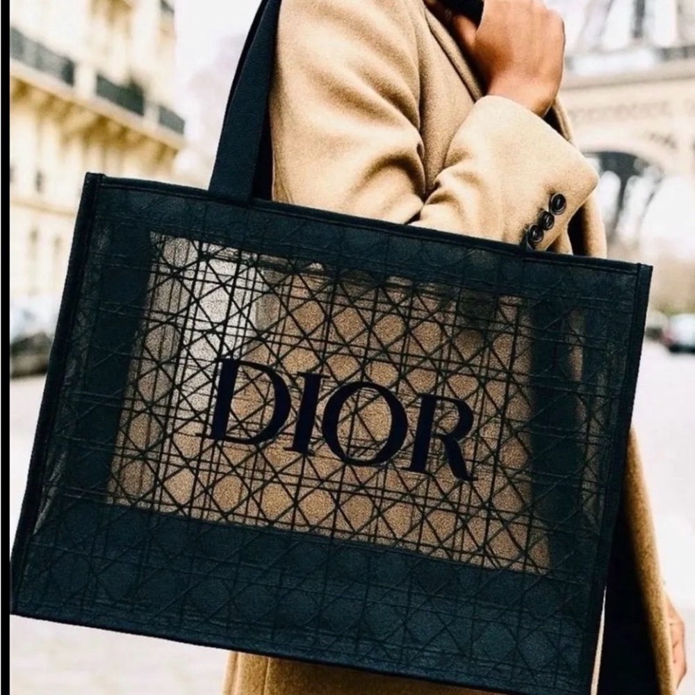Dior Black Mesh Tote Bag